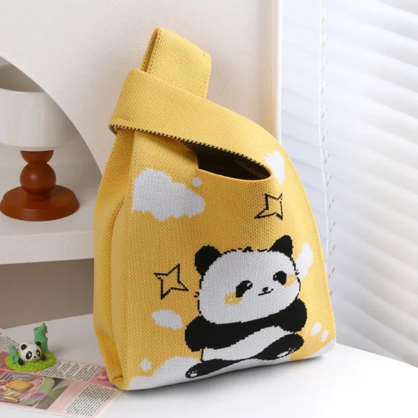 WPBGWB000092 Various Style Panda Pattern Small Woven Tote Bag
