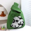 WPBGWB000093 Various Style Panda Pattern Small Woven Tote Bag Green