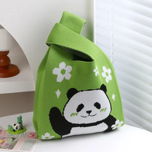WPBGWB000101 Various Style Panda Pattern Small Woven Tote Bag