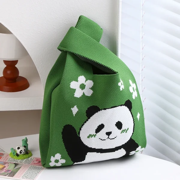 WPBGWB000102 Various Style Panda Pattern Small Woven Tote Bag