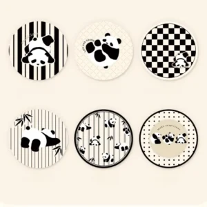 WPLSCS000300-0305-00 Vintage Design Panda Placemat Absorbent Coaster Table Mat