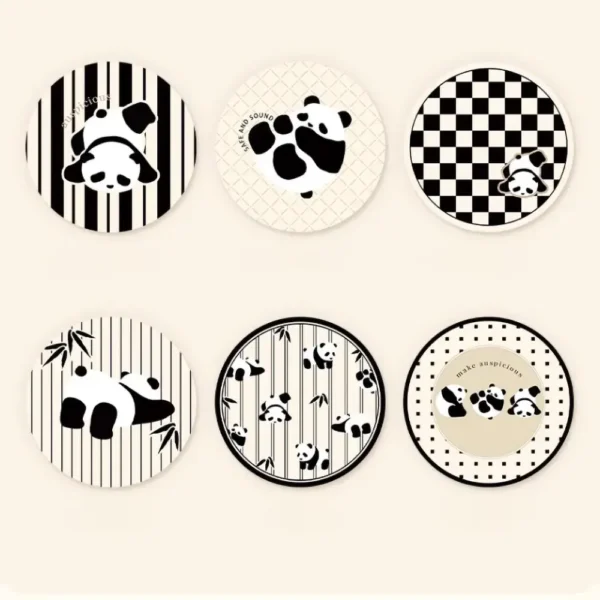 WPLSCS000300-0305-00 Vintage Design Panda Placemat Absorbent Coaster Table Mat
