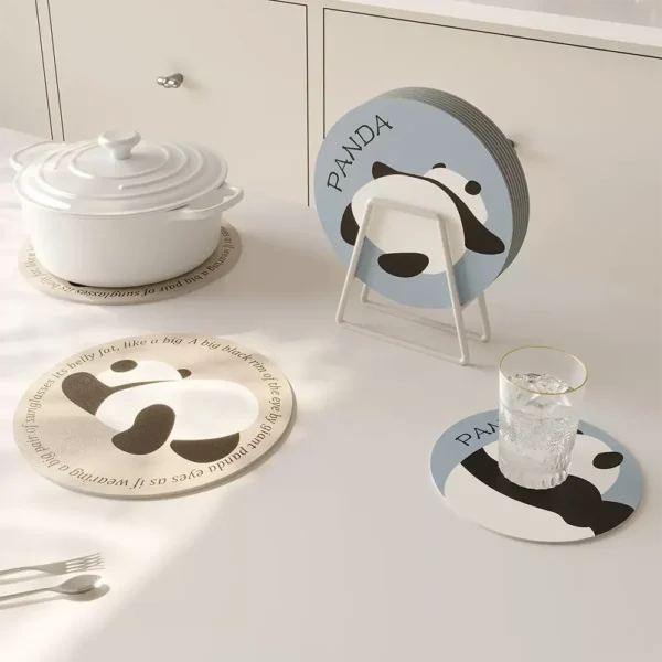 WPLSCS000306-0309-01 Vintage Minimalist Cute Panda Coaster Table Mat