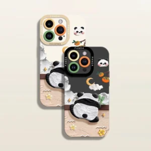 Panda Climbing Wall Silicone Apple iPhone Case