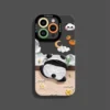 Panda Climbing Wall Silicone Apple iPhone Case Black