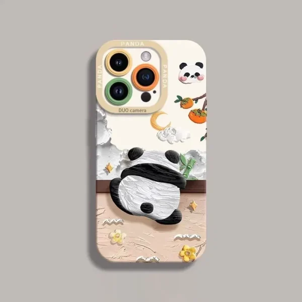 WPASPC000577 Panda Climbing Wall Silicone Apple iPhone Case White
