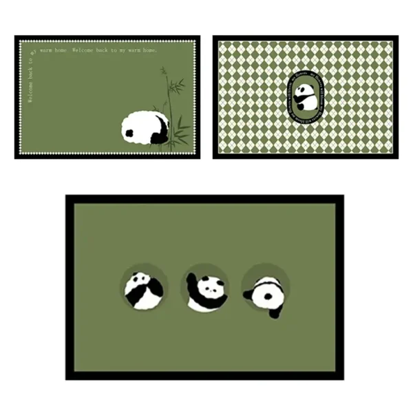 WPHHCR000118-0126 Vintage Panda Cartoon Durable Non-Slip Door Entry Rug Mat