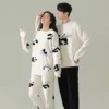WPCTPM000246-0253-01 Warm Half-Fleece Pajama Couple Casual Panda Loungewear Set