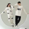 WPCTPM000246-0253-02 Warm Half-Fleece Pajama Couple Casual Panda Loungewear Set