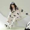 WPCTPM000246-0253-03 Warm Half-Fleece Pajama Couple Casual Panda Loungewear Set