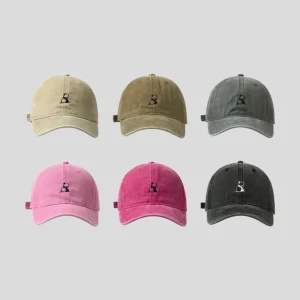 Washed Denim Panda Embroidery Baseball Cap