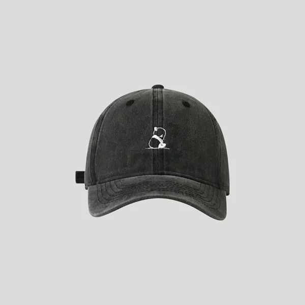 Washed Denim Panda Embroidery Baseball Cap Vintage Snapback