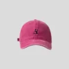 Washed Denim Panda Embroidery Baseball Cap Fuchsia