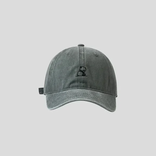 Washed Denim Panda Embroidery Baseball Cap Grey