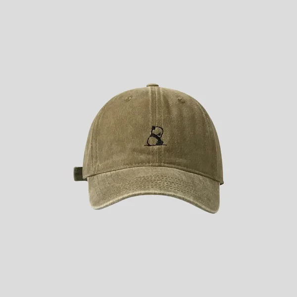 Washed Denim Panda Embroidery Baseball Cap Khaki
