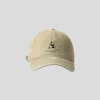 Washed Denim Panda Embroidery Baseball Cap Off-White