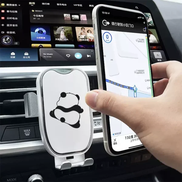 WPASPH000351-0352-01 White Cute Panda Pattern Car Use Phone Holder