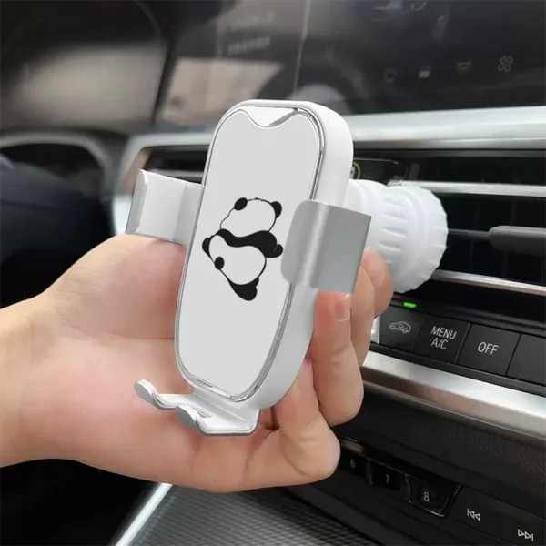 WPASPH000351-0352-02 White Cute Panda Pattern Car Use Phone Holder