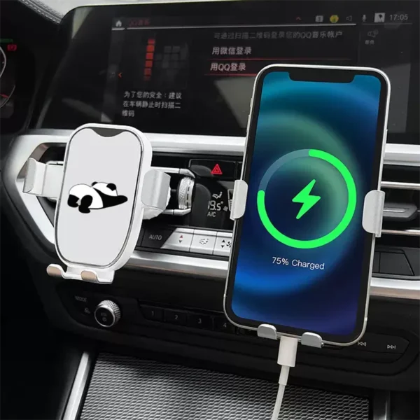 WPASPH000351-0352-03 White Cute Panda Pattern Car Use Phone Holder