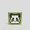 WPBGWB000228-01 Abstract Geometric Cartoon Panda Woven Basket Trendy Tote Bag