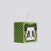 WPBGWB000228-02 Abstract Geometric Cartoon Panda Woven Basket Trendy Tote Bag