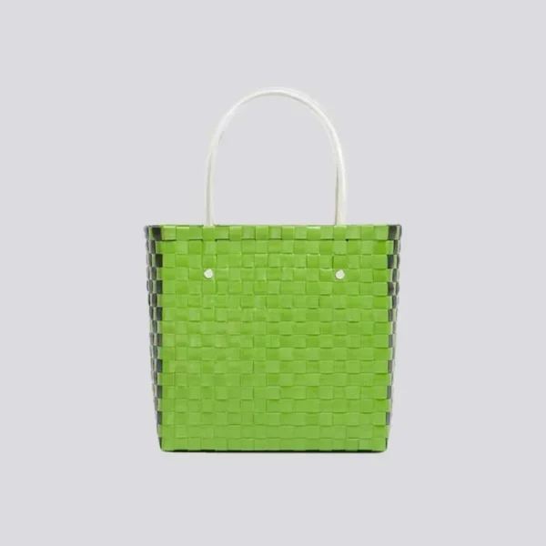 WPBGWB000228-03 Abstract Geometric Cartoon Panda Woven Basket Trendy Tote Bag