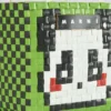 WPBGWB000228-04 Abstract Geometric Cartoon Panda Woven Basket Trendy Tote Bag