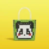 WPBGWB000228 Abstract Geometric Cartoon Panda Woven Basket Trendy Tote Bag