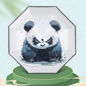 WPLSUB000369-0370-01 Angry Panda Automatic Umbrella UV Protection for Sun and Rain