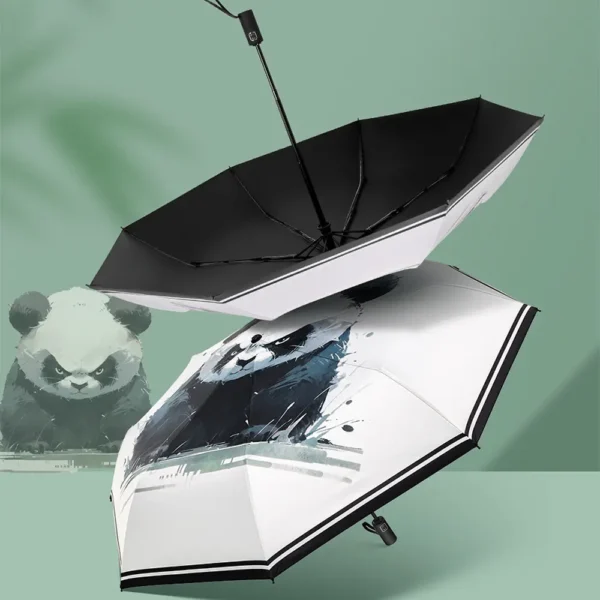 Angry Panda Automatic Umbrella UV Protection for Sun and Rain