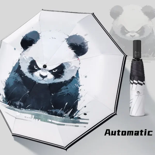 Angry Panda Automatic Umbrella UV Protection for Sun and Rain