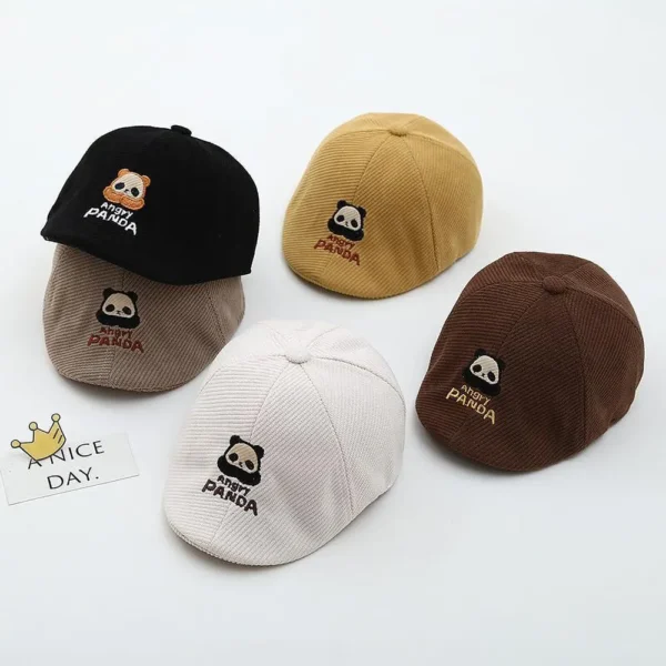 WPCTHABR0725-0729-01 British Style Angry Panda Pattern Baby Beret Sun Protection Hat
