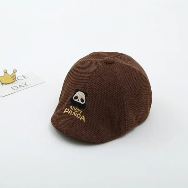 WPCTHABR0727 British Style Angry Panda Pattern Baby Beret Sun Protection Hat Khaki coffee