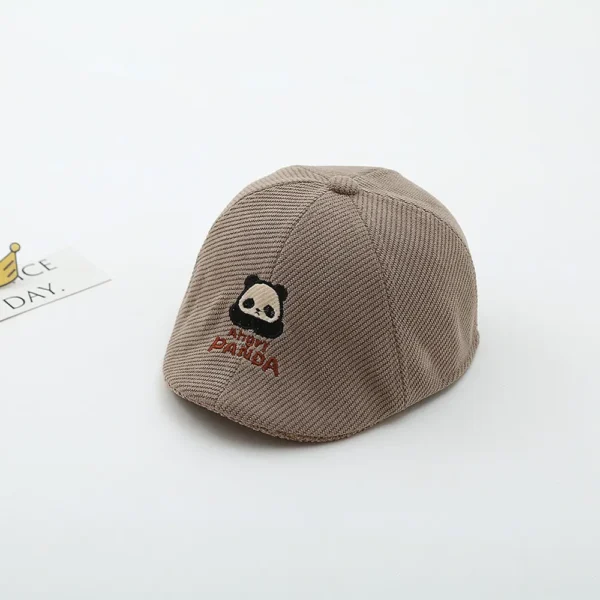 WPCTHABR0726 British Style Angry Panda Pattern Baby Beret Sun Protection Hat Khaki