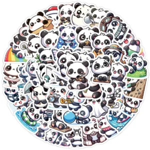 WPDCSK000286-01 Cartoon Panda Waterproof Sticker 50 Pieces Set Laptop Journal