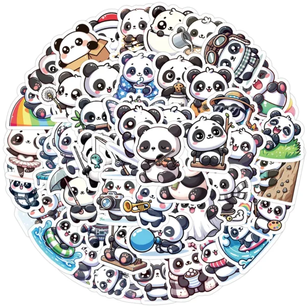 WPDCSK000286-01 Cartoon Panda Waterproof Sticker 50 Pieces Set Laptop Journal