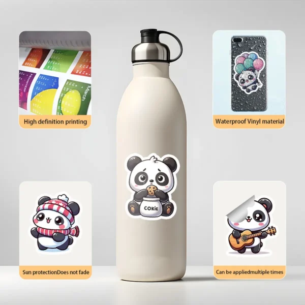 WPDCSK000286-03 Cartoon Panda Waterproof Sticker 50 Pieces Set Laptop Journal