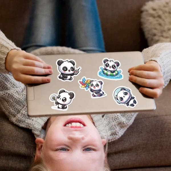 WPDCSK000286-06 Cartoon Panda Waterproof Sticker 50 Pieces Set Laptop Journal
