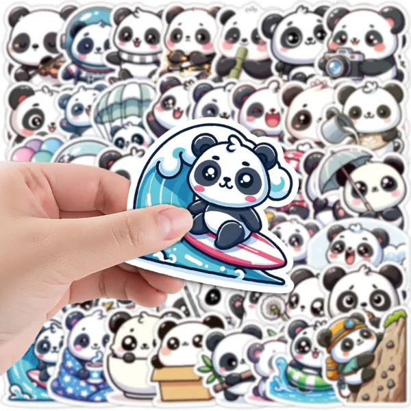 WPDCSK000286-09 Cartoon Panda Waterproof Sticker 50 Pieces Set Laptop Journal
