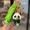 Cartoon Panda with Bamboo Keychain Adorable Pendant
