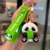 Cartoon Panda with Bamboo Keychain Adorable Pendant