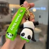 Cartoon Panda with Bamboo Keychain Adorable Pendant