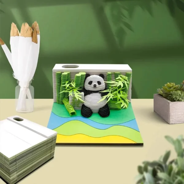 WPLSCD000374-0375-03 Creative 3D Panda 2025 Desk Calendar Paper Sculpture Gift