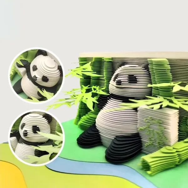 WPLSCD000374-0375-04 Creative 3D Panda 2025 Desk Calendar Paper Sculpture Gift