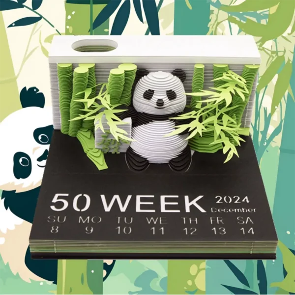 WPLSCD000374-0375-01 Creative 3D Panda 2025 Desk Calendar Paper Sculpture Gift