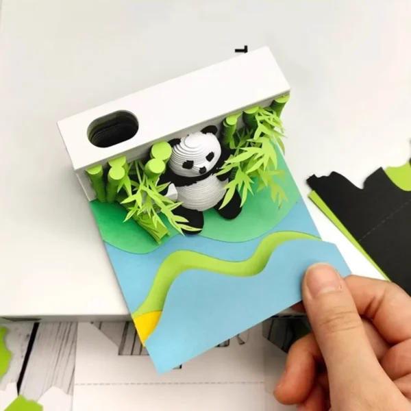 WPLSCD000374-0375-05 Creative 3D Panda 2025 Desk Calendar Paper Sculpture Gift