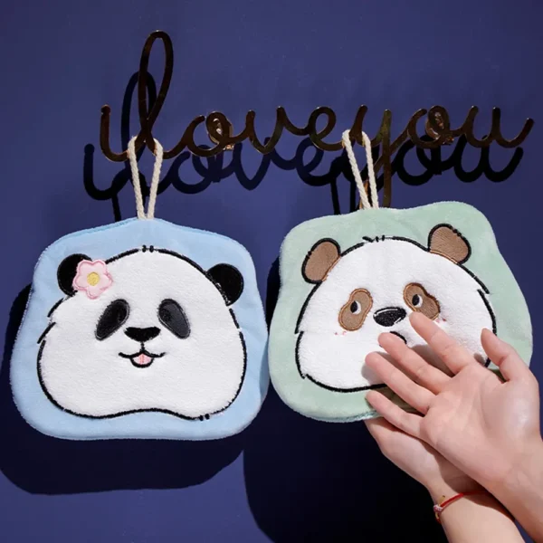 WPCTTW000738-0739-02 Creative Cute Cartoon Giant Panda Hand Towel Coral Fleece