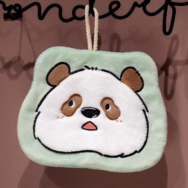 WPCTTW000739 Creative Cute Cartoon Giant Panda Hand Towel Coral Fleece Green