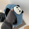 Cute Panda Design Denim Beret for Women Face-Slimming Hat Denim