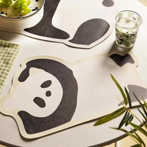 WPLSCS000371-03 Cute Panda Shaped Placemat Waterproof Desk Mat 2-Pcs Set